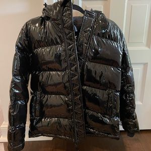 Aritzia Super Puff - Glossy Lacquer Black Goose Down Puffer Jacket - Size XS